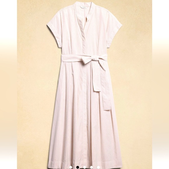 NWOT BR Poplin Tie-Waist Midi dress sz XL - Picture 2 of 4